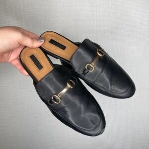 Forever 21 | Black Mule Slip On Shoes Brit‎ Buckle